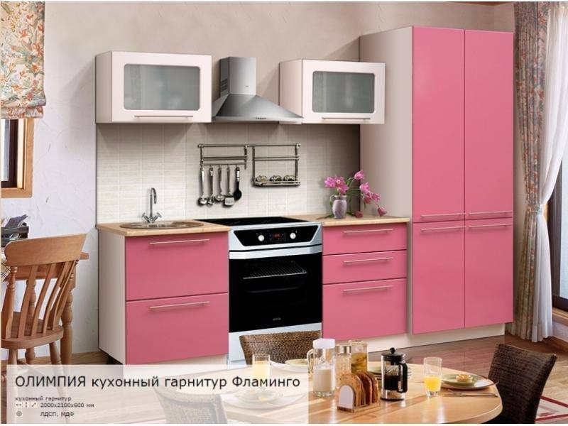двухметровая кухня олимпия с фасадом фламинго в Армавире