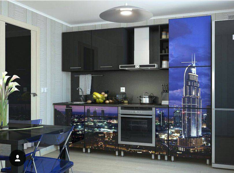прямая кухня с фотопечатью в Армавире