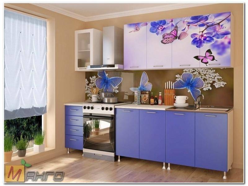 прямая кухня бабочки с фотопечатью в Армавире