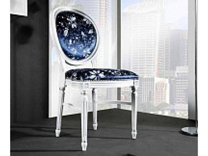 стул p66 белый с патиной и серебряными деталями / ткань uph gene 3057 light blue в Армавире