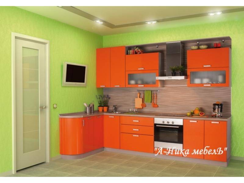 оранжевая глянцевая кухня ольга в Армавире