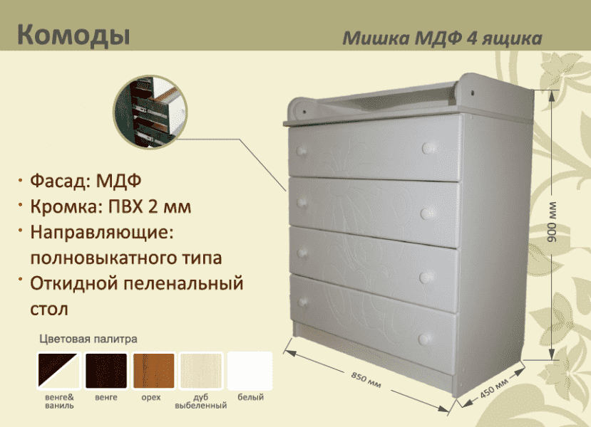детский комод мишка мдф 4 ящика в Армавире