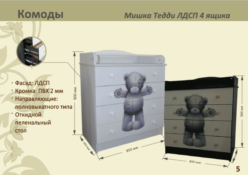детский комод мишка тедди лдсп 4 ящика в Армавире