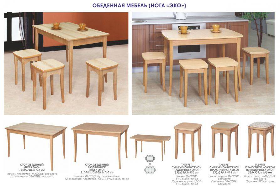 обеденный стол и табурет (нога эко) в Армавире