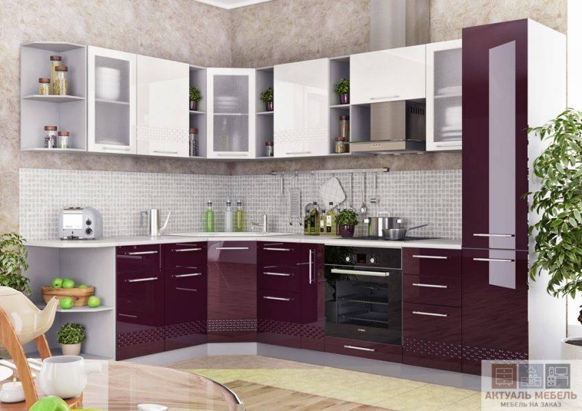 угловая глянцевая кухня в Армавире