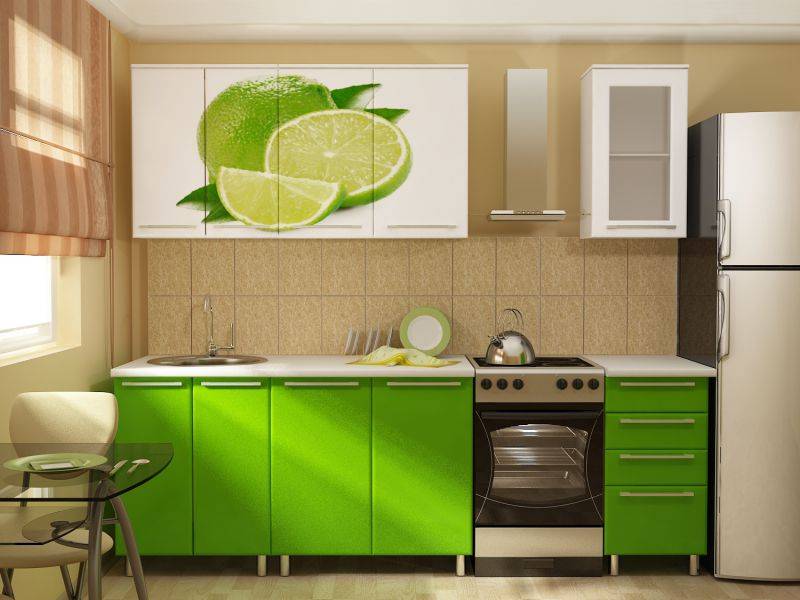 прямая кухня с фотопечатью лайм в Армавире