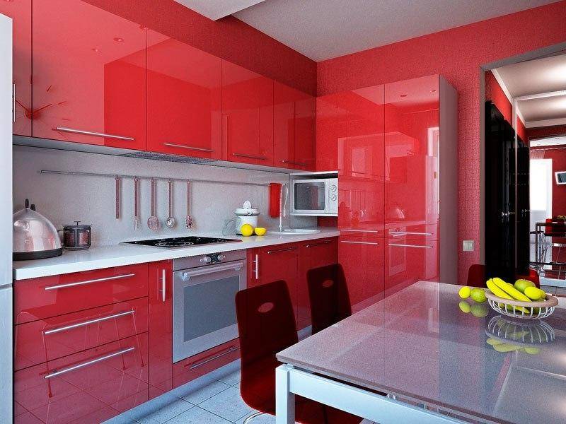 красная угловая кухня в Армавире