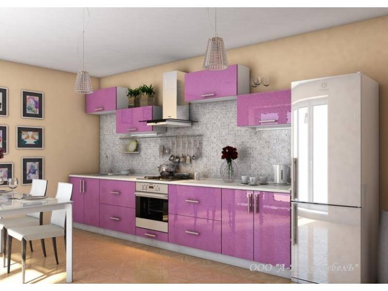 современная глянцевая кухня сирень 3.0 в Армавире