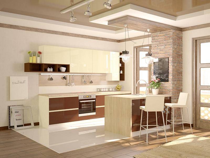 светлая кухня с островом латте small в Армавире