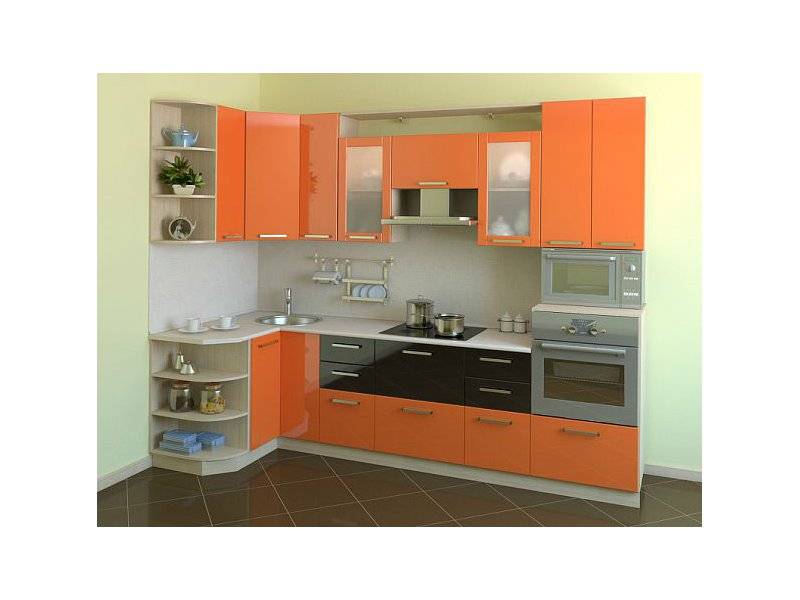 оранжевая угловая кухня малика в Армавире
