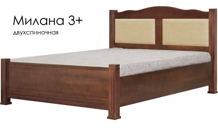 кровать милана 3+ из массива сосны со вставками из экокожи в Армавире