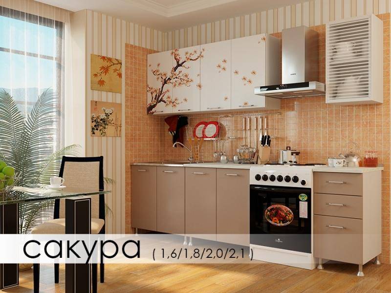 кухня с фотопечатью сакура в Армавире