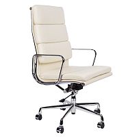 кресло eames style на колесиках кремовая кожа в Армавире