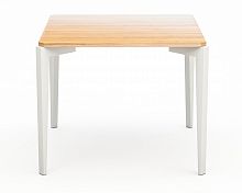 стол обеденный со светло-коричневой столешницей и белыми ножками quatro compact в Армавире