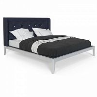 кровать двуспальная с мягким изголовьем 180x200 темно-синяя fly soft new в Армавире