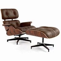 кресло eames style lounge chair & ottoman premium коричневое в Армавире