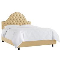 кровать двуспальная 160х200 желтая с каретной стяжкой alina tufted wheat в Армавире