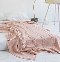 комплект плед с косами (180*220) и 2 наволочки (50*50) св. персик в Армавире