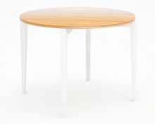 стол обеденный с коричневой столешницей и белыми ножками circus compact в Армавире