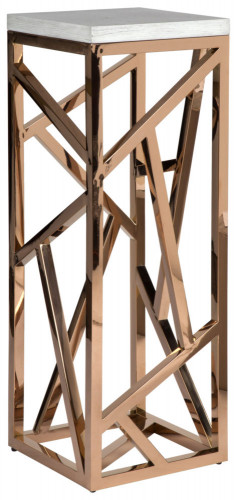 консоль geometric высокая 40x40x110 золото, белая столешница в Армавире