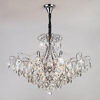 подвесная люстра eurosvet crystal 10080/12 хром/прозрачный хрусталь strotskis в Армавире