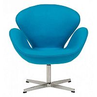 кресло swan chair кашемир голубое в Армавире
