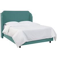 кровать двуспальная с мягкой спинкой 180х200 зеленая aurora wingback teal в Армавире