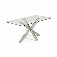 стол arya 160x90 st steel matt, прозрачное стекло c785c07 от la forma (ex julia grup) в Армавире