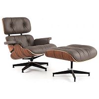 кресло eames style lounge chair кожа коричневое в Армавире