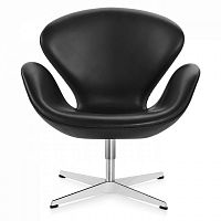кресло swan chair кожа черное в Армавире