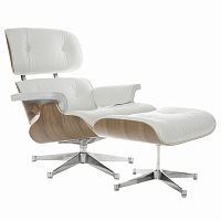 кресло eames style lounge chair & ottoman белое в Армавире