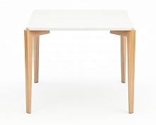 стол обеденный с белой столешницей и коричневыми ножками quatro compact в Армавире