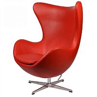 кресло arne jacobsen style egg chair кожа красное в Армавире