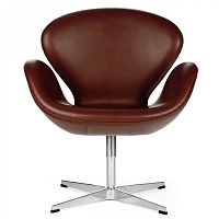 кресло swan chair кожа коричневое в Армавире