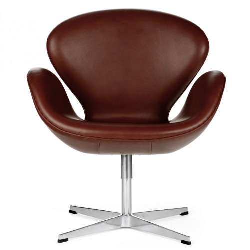 кресло swan chair кожа коричневое в Армавире
