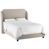кровать двуспальная с мягкой спинкой 160х200 серая aurora wingback light gray в Армавире