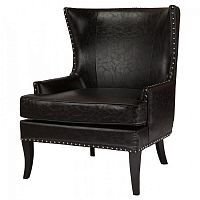 кресло мягкое с ушами черное gramercy club chair в Армавире