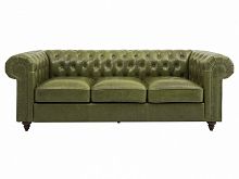 диван chester classic трехместный прямой оливковый, коричневые ножки в Армавире