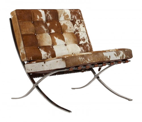 кресло barcelona chair коричнево-белое в Армавире