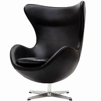 кресло с подлокотниками arne jacobsen style egg chair черное в Армавире