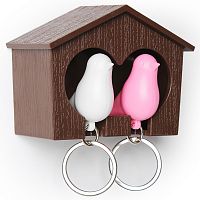 держатель+брелок для ключей двойной sparrow коричневый-белый-розовый в Армавире