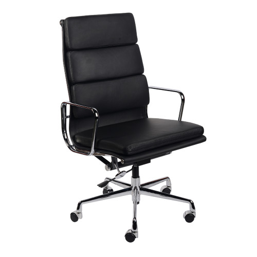 кресло eames style на колесиках черная кожа в Армавире