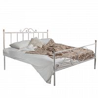 кованая двуспальная кровать 160х200 с двумя спинками белая оливия в Армавире