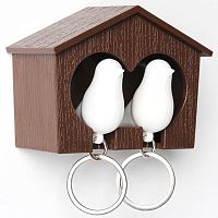 держатель+брелок для ключей двойной sparrow коричневый-белый в Армавире