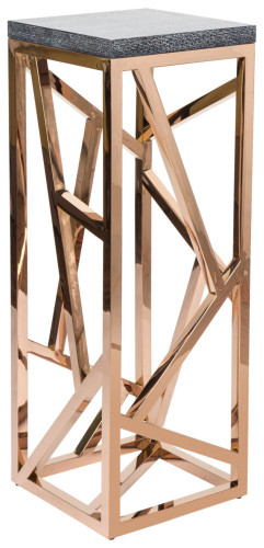 консоль geometric высокая 40x40x110 золото, серая столешница в Армавире