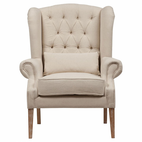 кресло wing back armchair белый лен в Армавире