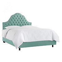 кровать двуспальная 160х200 голубая с каретной стяжкой alina tufted seafoam в Армавире