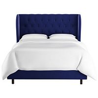 кровать двуспальная 180х200 синяя с каретной стяжкой reed wingback blue velvet в Армавире