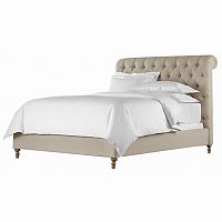 кровать двуспальная 160х200 бежевая из велюра chesterfield fabric sleigh bed в Армавире