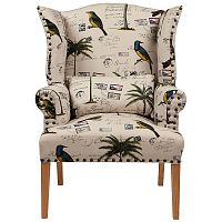 кресло мягкое с ушами quinn tufted armchair бежевое с рисунком в Армавире